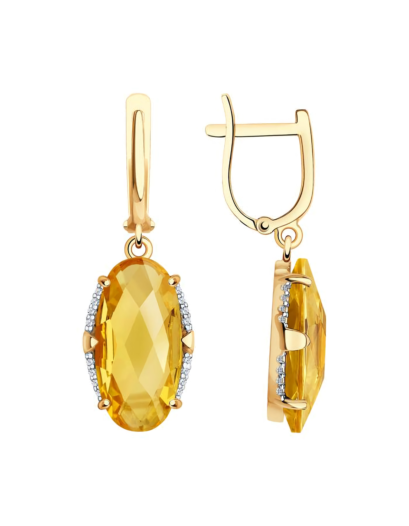 

Серьги подвески из золота TEO MAORI 9724104, цитрин/фианит, 9724104