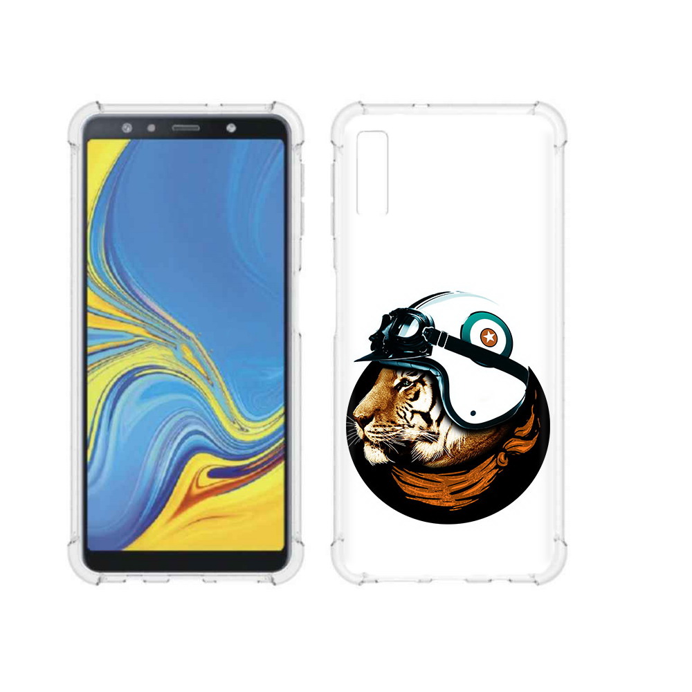 

Чехол MyPads Tocco для Samsung Galaxy A7 (2018) Тигр в шлеме (PT95255.558.171), Прозрачный, Tocco