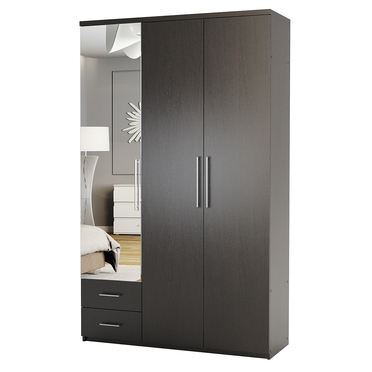Шкаф трехдверный Шарм-Дизайн Комфорт МКЯ-32/1 150х45 с зеркалом венге