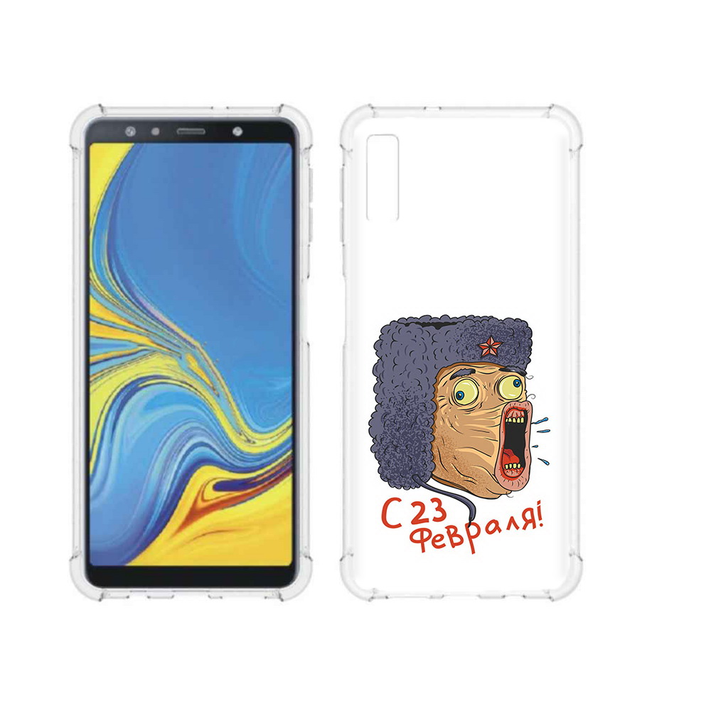 

Чехол MyPads Tocco для Samsung Galaxy A7 (2018) 23 февраля смешная эмоция (PT95255.558.15), Прозрачный, Tocco