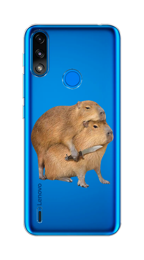 

Чехол на Lenovo K13/Motorola Moto E7 Power "Капибара с ножом", Бежевый, 113050-1