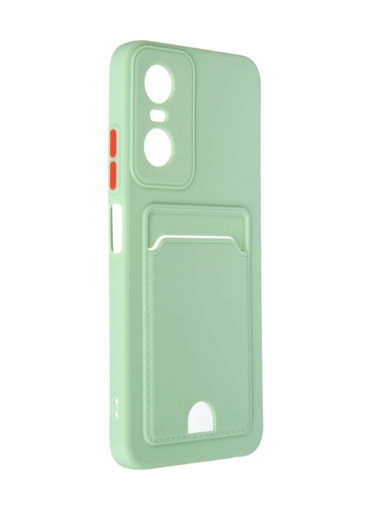 фото Чехол df для tecno pop 6 pro silicone с отделением для карты liht green tcardcase-02 df-group