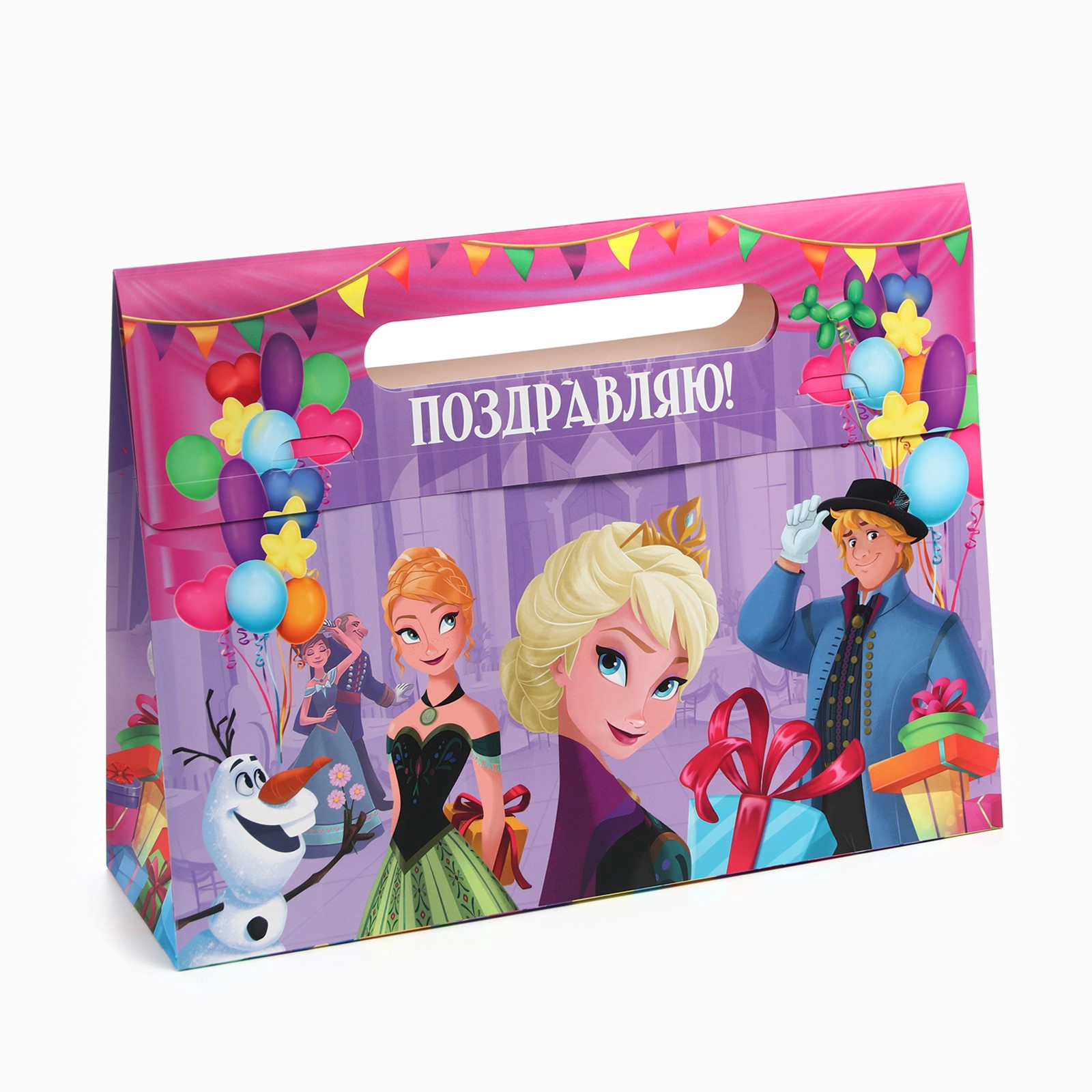 Подарочный пакет-коробка Disney Холодное сердце Поздравляю! 40 х 30 х 12 см