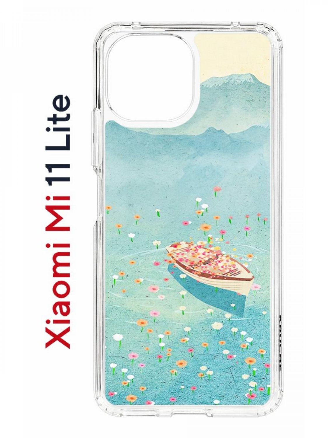 фото Чехол на xiaomi mi 11 lite kruche print озеро цветов,противоударный бампер с принтом кruче