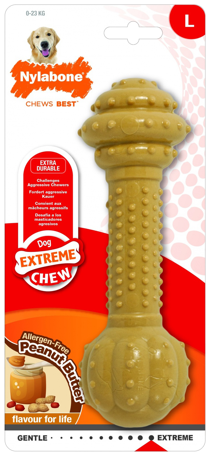 

Игрушка для собак Nylabone Штанга экстра жесткая, бежевый, 16 см