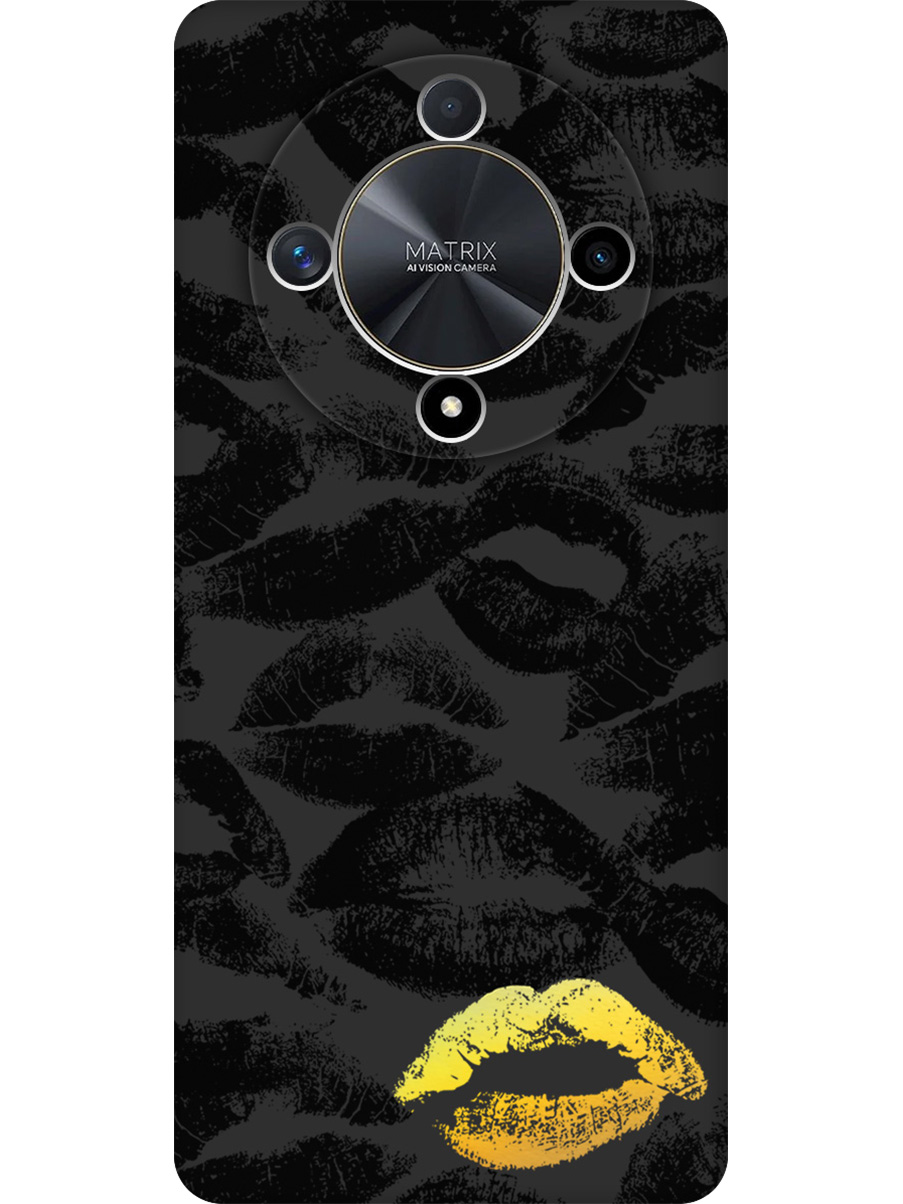 

Силиконовый чехол на Honor X9b / X50 с принтом "Золотистый поцелуй" матовый черный, Черный;золотистый, 781974391