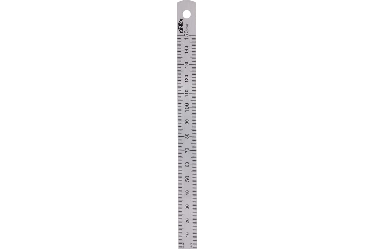 Стальная линейка 150х13х0,5 мм, шкала 1 мм Kinex 1022-0 утолщенная линейка kinex