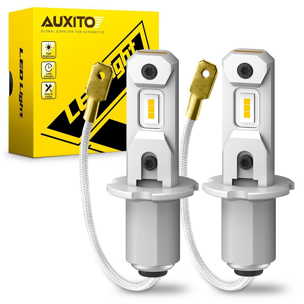 

Светодиодная лампа AUXITO H3 цоколь PK22s 35Вт 2шт 3000К мини размер желтый свет LED, Автомобильная лампа