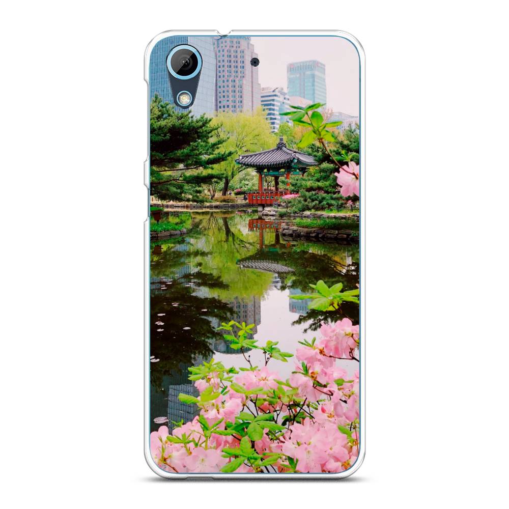 

Чехол на HTC Desire 626 "Сакура возле озера", Зеленый;розовый;голубой, 101650-2