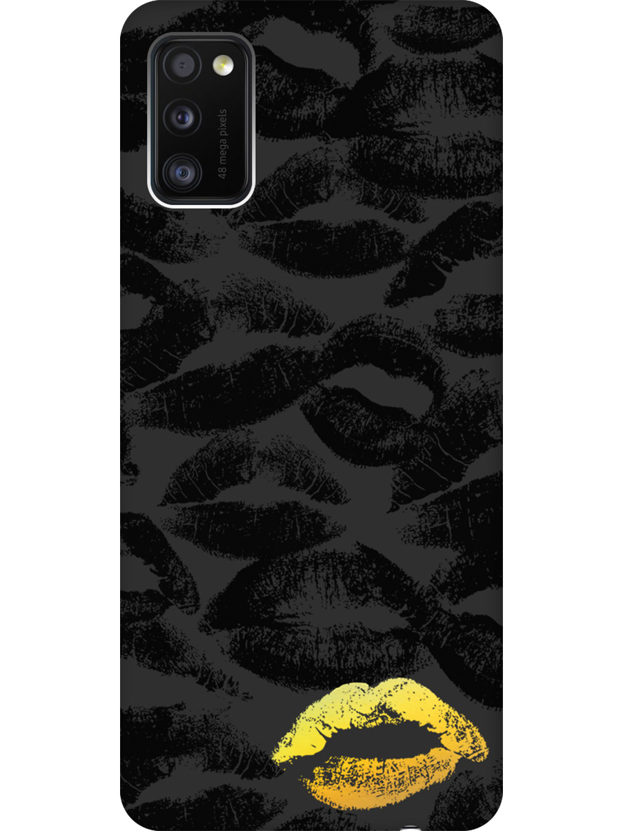 

Силиконовый чехол на Samsung Galaxy A41 с принтом "Золотистый поцелуй" матовый черный, Черный;золотистый, 722821091