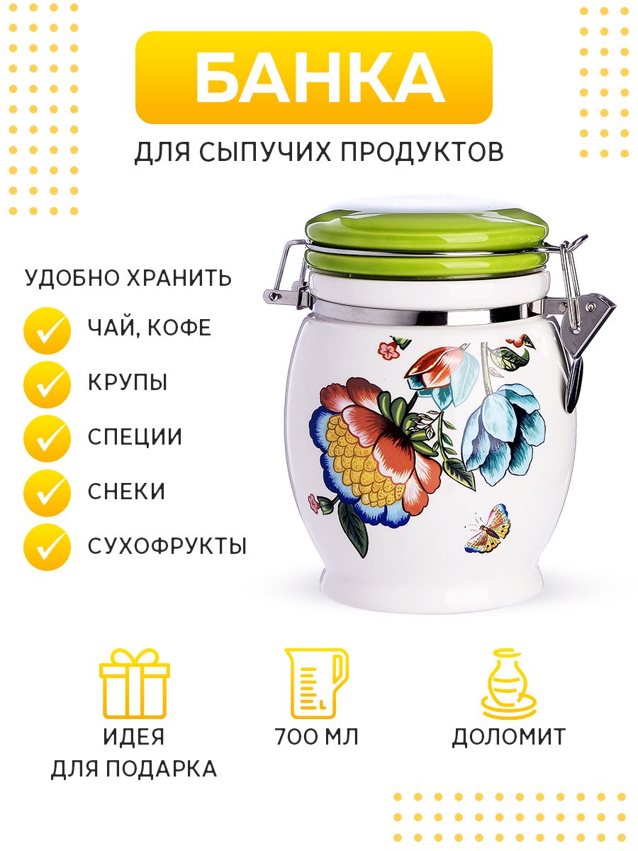 

Банка для хранения LORAINE 30790 30790., Белый;зеленый;розовый;синий, 30790
