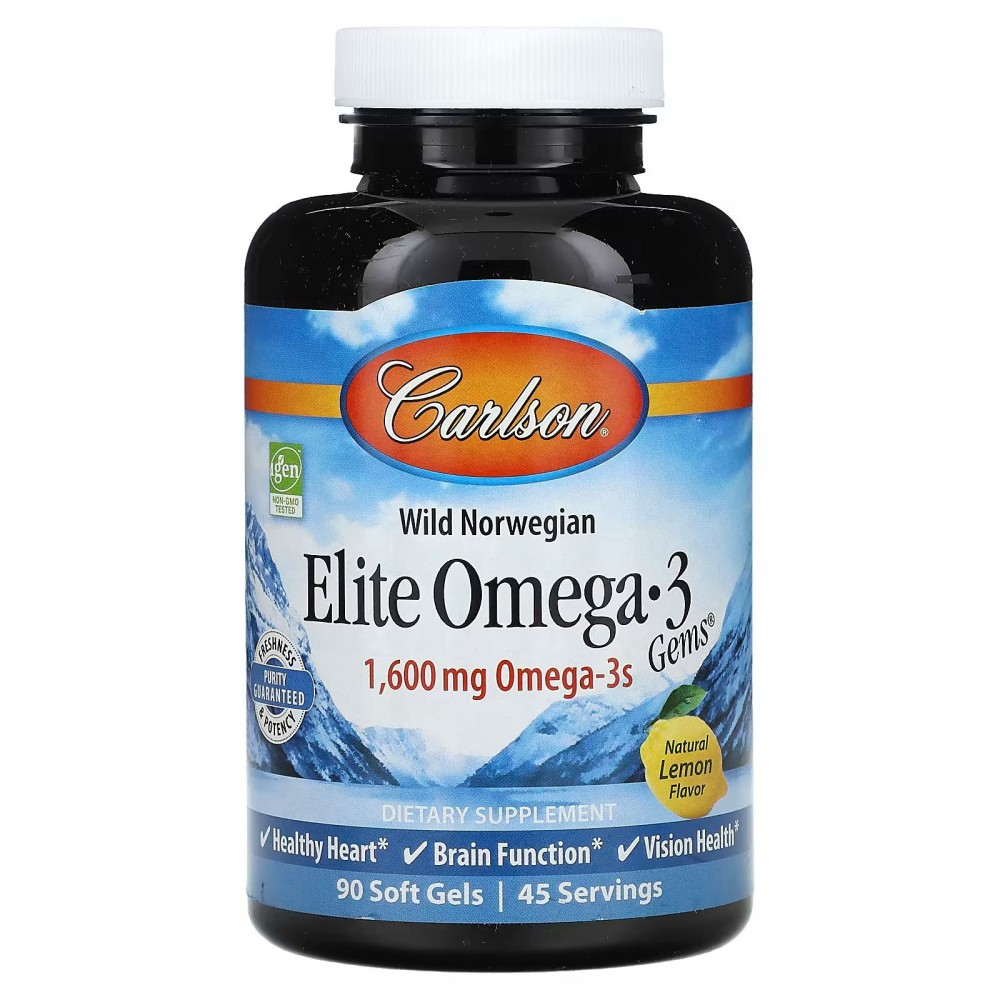 Wild Norwegian, Elite Omega-3 Gems Carlson натуральный лимонный вкус, 800 мг, 90 капсул