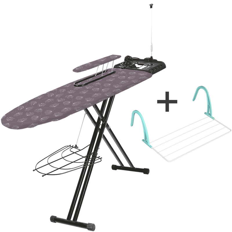 фото Складная гладильная доска с розеткой и подставкой для утюга/парогенератора inhome