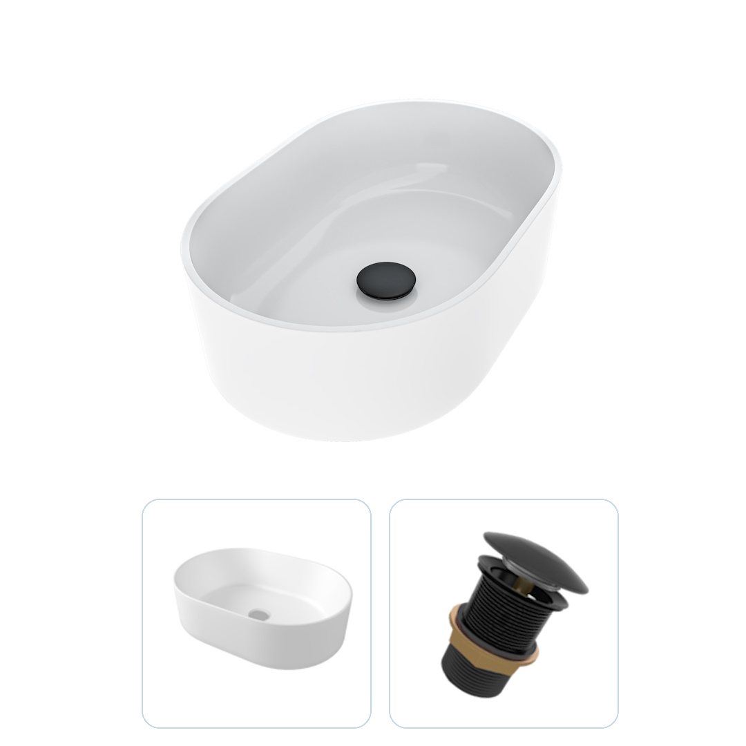 Комплект Teymi 2 в 1 для ванной: раковина Iva 46 + выпуск без перелива черный F01607