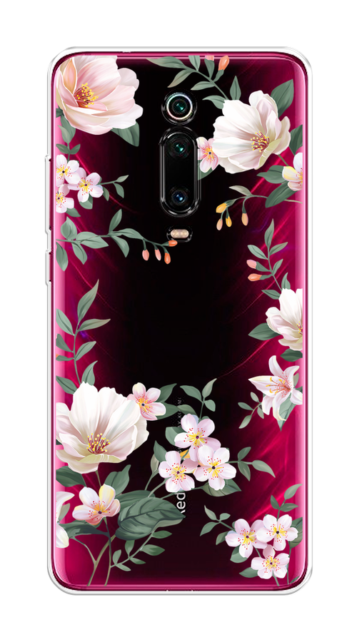 

Чехол на Xiaomi Redmi K20/K20 Pro/Xiaomi Mi 9T/9T Pro "Beautiful white flowers", Бежевый;зеленый, 35650-1