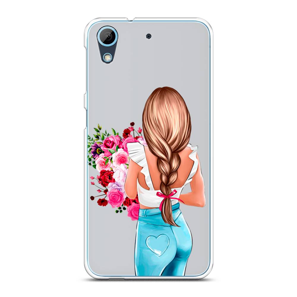 

Чехол на HTC Desire 626 "Девушка с цветами", Коричневый;розовый;голубой, 101350-6