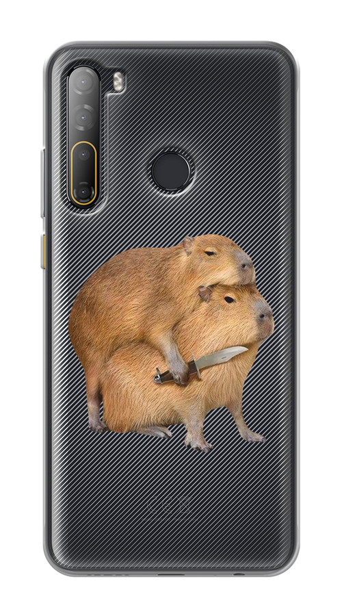 

Чехол на HTC Desire 20 Pro "Капибара с ножом", Бежевый, 102750-1