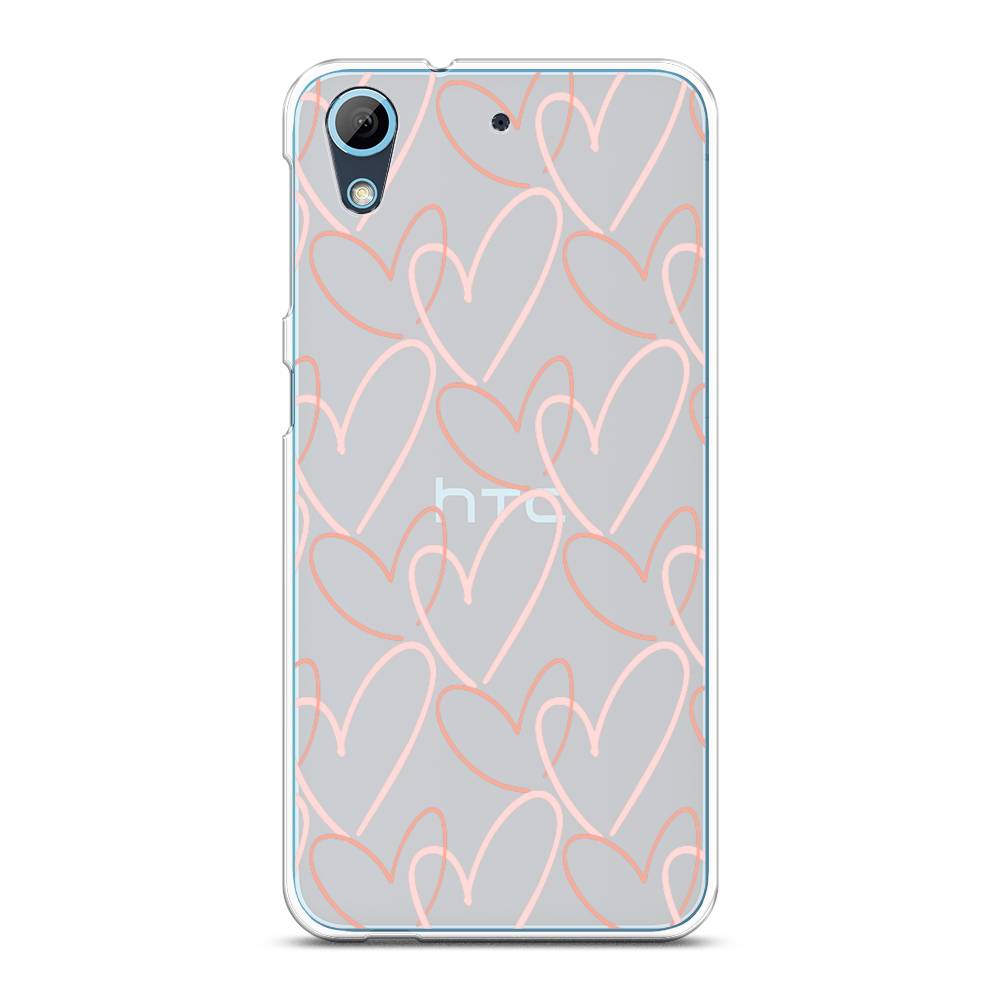

Чехол на HTC Desire 626 "Узор из сердечек", Розовый;бежевый, 101350-6