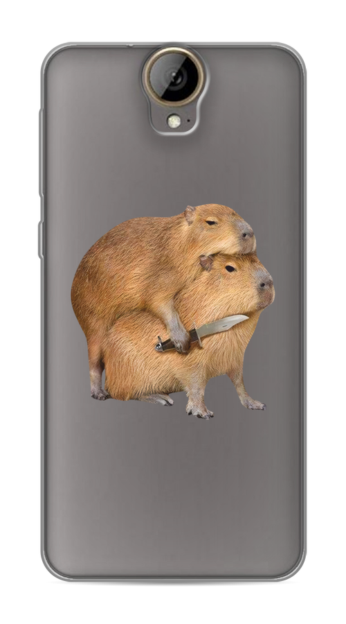 

Чехол на HTC One E9 Plus "Капибара с ножом", Бежевый, 102250-1