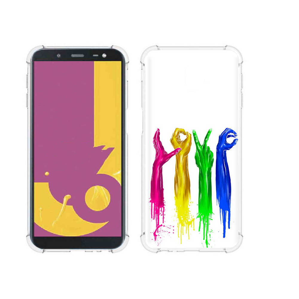 

Чехол MyPads Tocco для Samsung Galaxy J6+ (2018) яркие руки love (PT119175.557.707), Прозрачный, Tocco