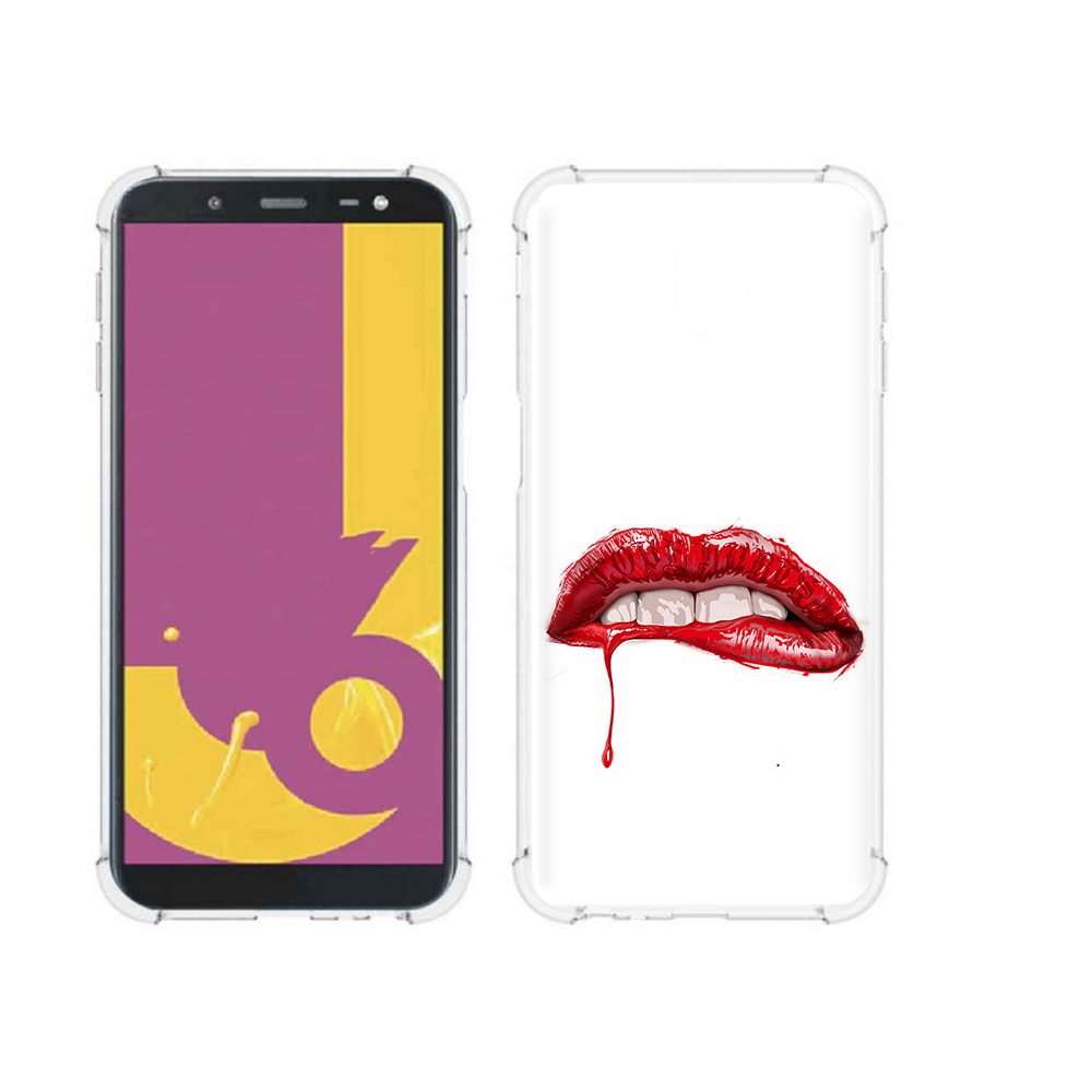 

Чехол MyPads Tocco для Samsung Galaxy J6+ (2018) яркие красные губы (PT119175.557.706), Прозрачный, Tocco