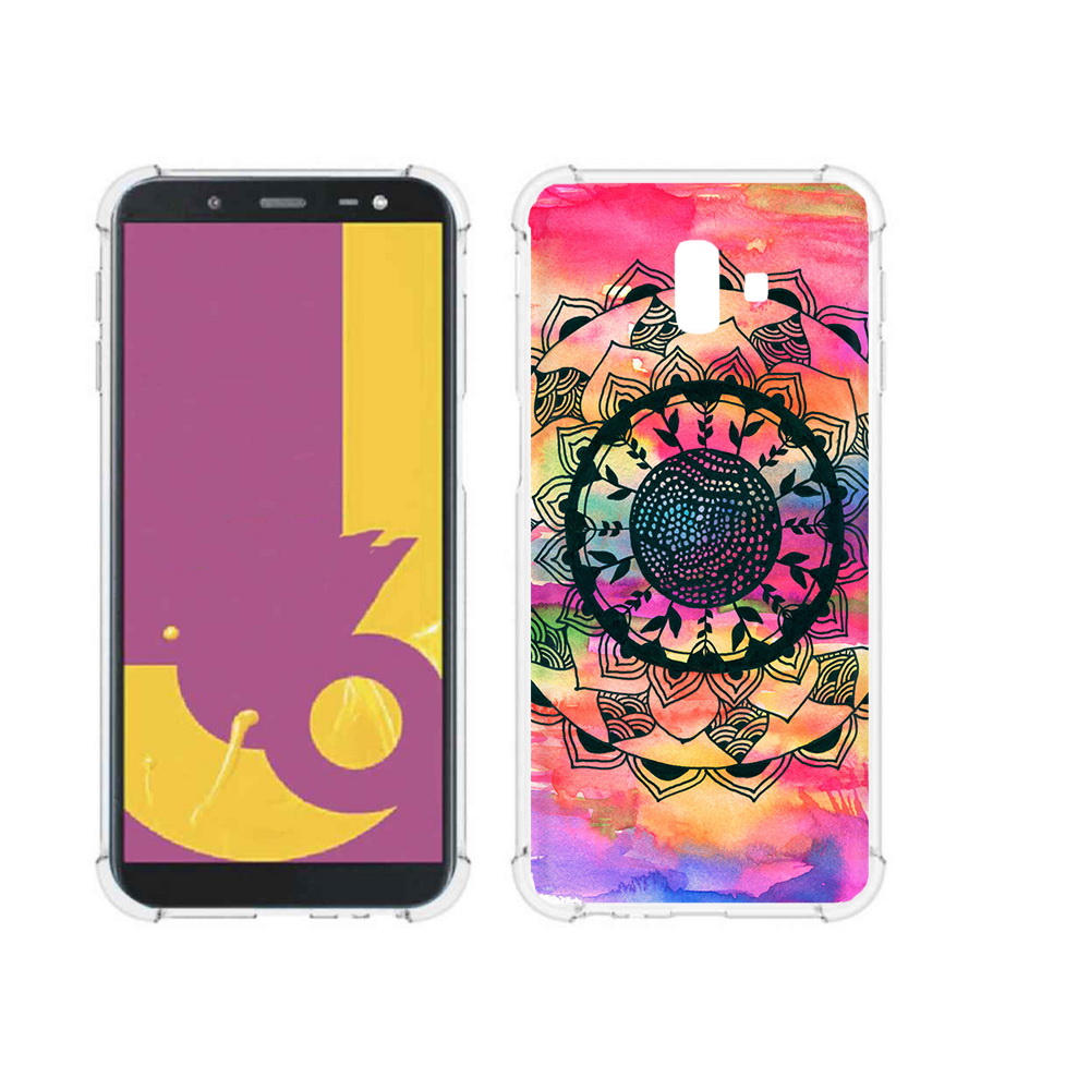 

Чехол MyPads Tocco для Samsung Galaxy J6+ (2018) яркая абстракция круглый цветок, Прозрачный, Tocco
