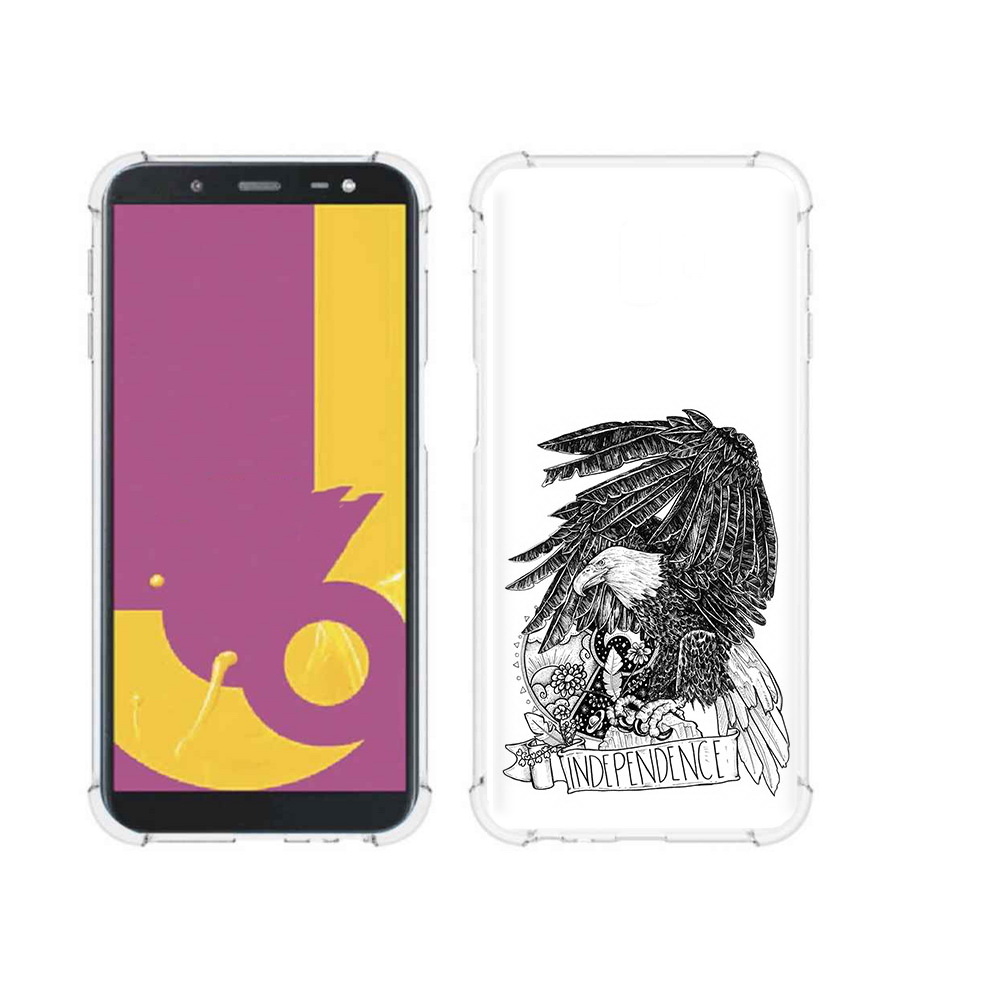 

Чехол MyPads Tocco для Samsung Galaxy J6+ (2018) черно белый сокол (PT119175.557.688), Прозрачный, Tocco