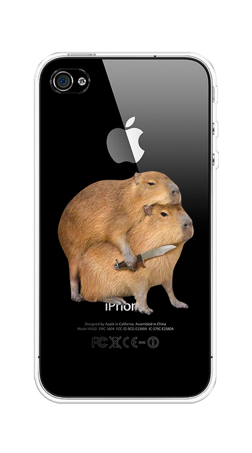 

Чехол на Apple iPhone 4/4S "Капибара с ножом", Бежевый, 10150-1