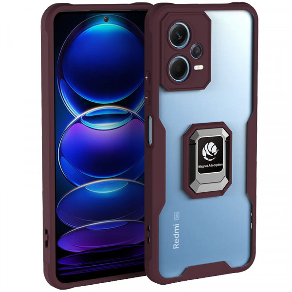 

Противоударный чехол RosCase Magnet Ring 2 для Xiaomi Redmi Note 12 5G / Poco X5 5G, Бордовый