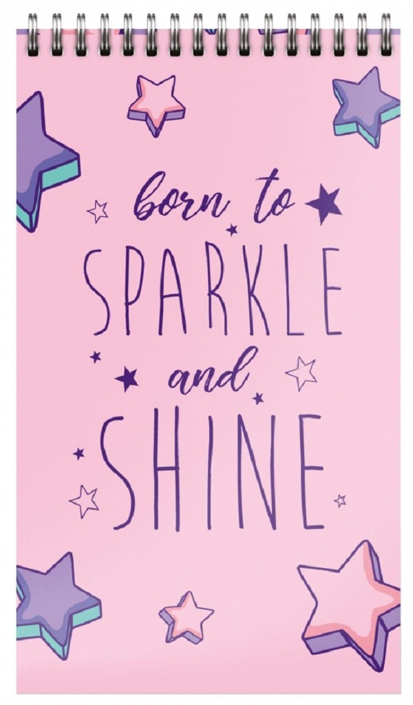 

Блокнот SchoolФОРМАТ 40л, А7 Shine Bright, клетка, спираль, мелованный картон