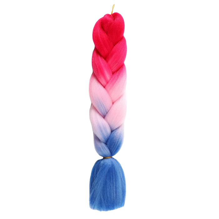 Канекалон ZUMBA трёхцветный, 60 см, цвет красный/светло-розовый/синий(#CY23) 5268014
