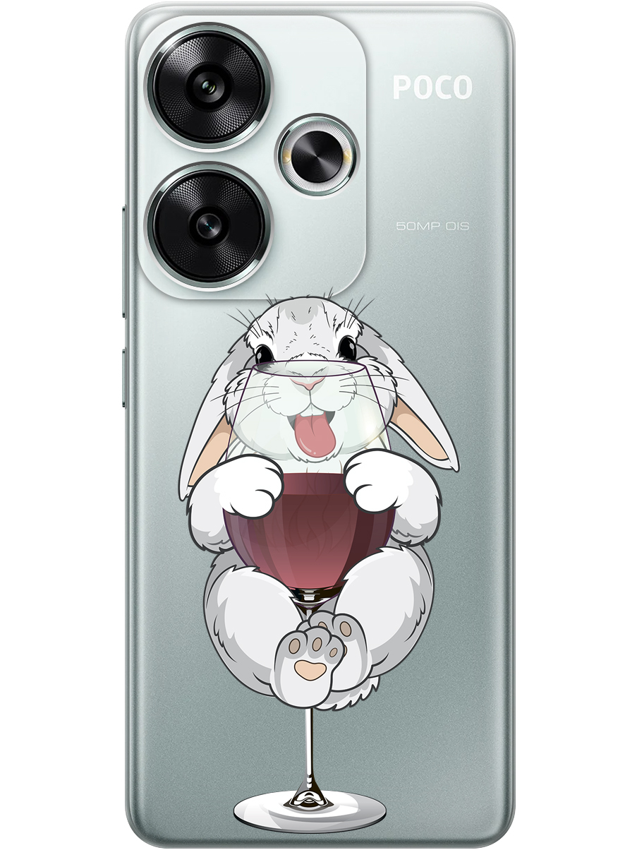 

Силиконовый чехол на Xiaomi Redmi Turbo 3 / Poco F6 с принтом "Кролик и бокал", Прозрачный;белый;бордовый, 783980875