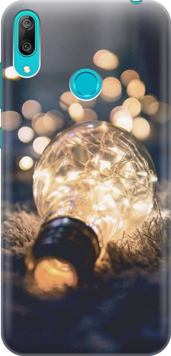 

Силиконовый чехол на Huawei Y7 (2019) "Гирлянда в лампочке", Желтый;серый, 4508