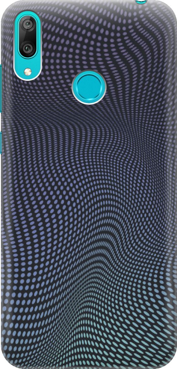 

Силиконовый чехол на Huawei Y7 (2019) "Изгибы из точек", Синий;черный, 6188