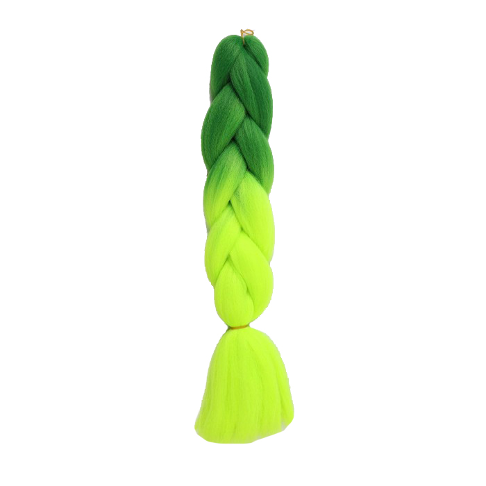 Канекалон ZUMBA двухцветный, 60 см, цвет ярко-зелёный/лимонный(#BY40) 5267984 наполнение для слайма мох ярко зеленый