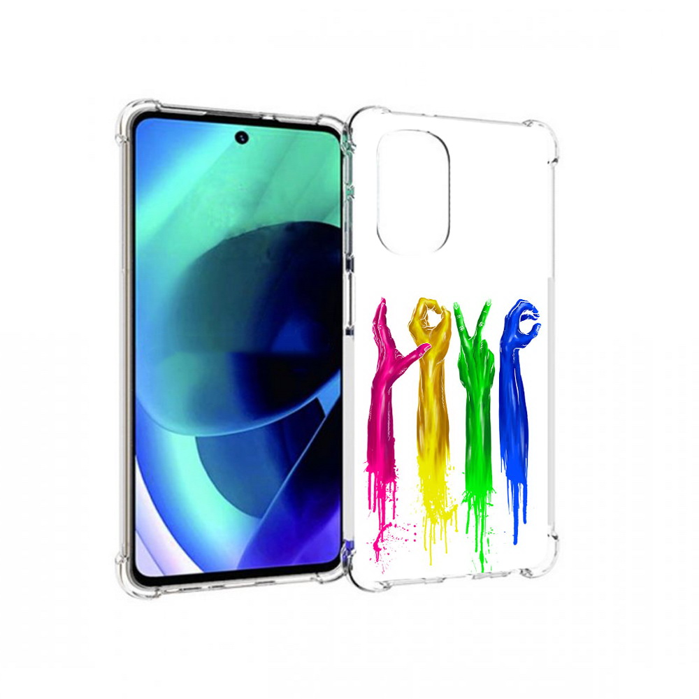 

Чехол MyPads Tocco для Motorola Moto G51 яркие руки love (PT227078.365.707), Прозрачный, Tocco