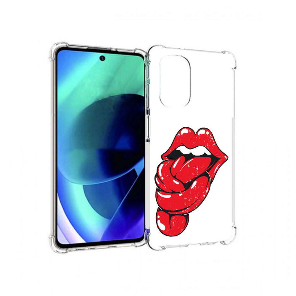 

Чехол MyPads Tocco для Motorola Moto G51 яркие губы с языком (PT227078.365.705), Прозрачный, Tocco