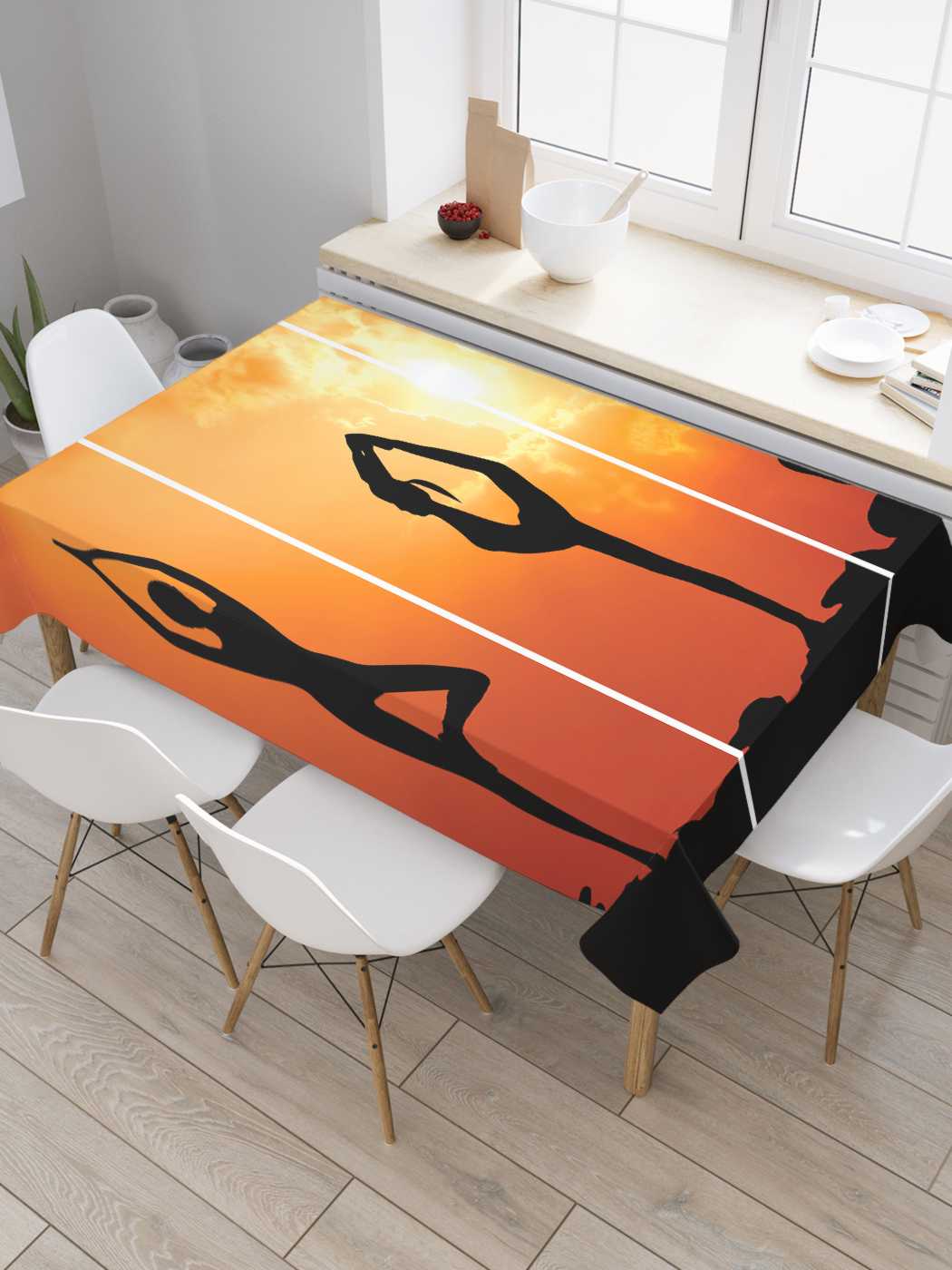 

Скатерть прямоугольная JoyArty "Асаны под солнцем" из сатена, 120x145 см, Белый, Асаны под солнцем