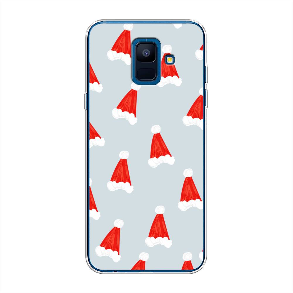 

Чехол на Samsung Galaxy A6 "Новогодние шапочки", Белый;красный;серый, 25950-5