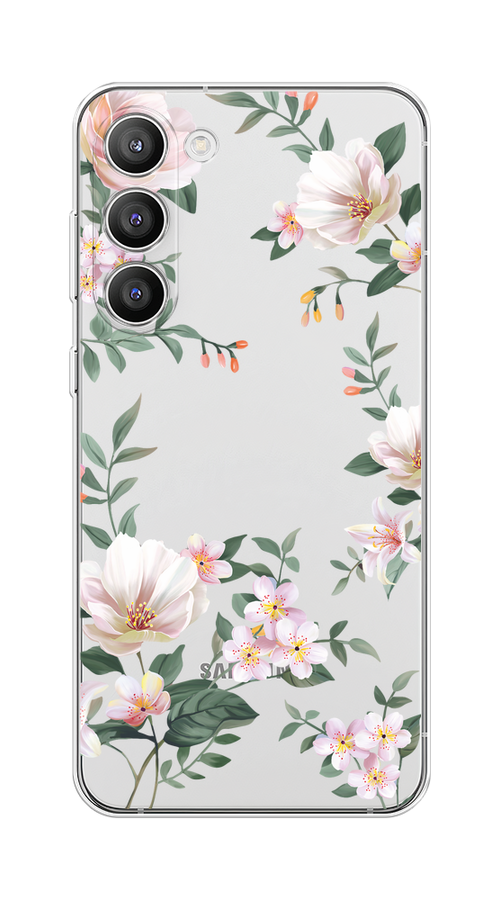 

Чехол на Samsung Galaxy S23 Plus 5G "Beautiful white flowers", Бежевый;зеленый, 2107450-1