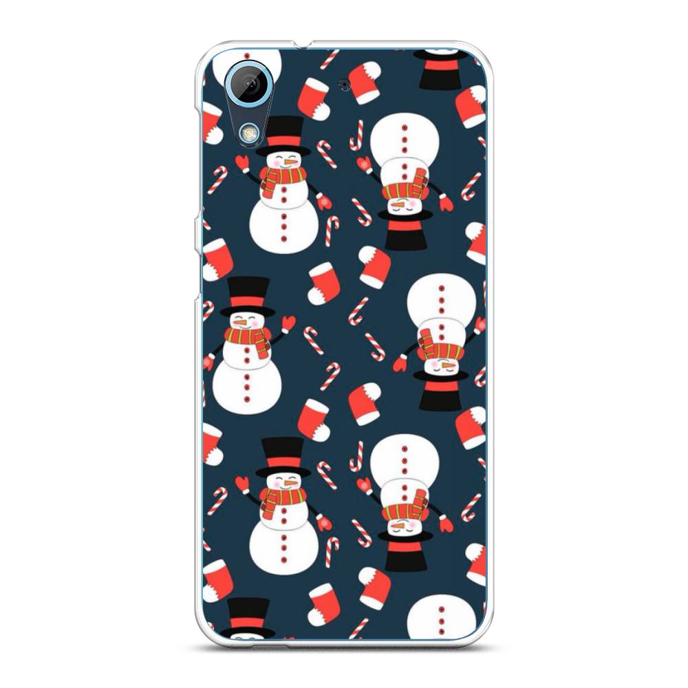 

Чехол на HTC Desire 626 "Синие снеговики", Синий;белый;красный, 101350-5
