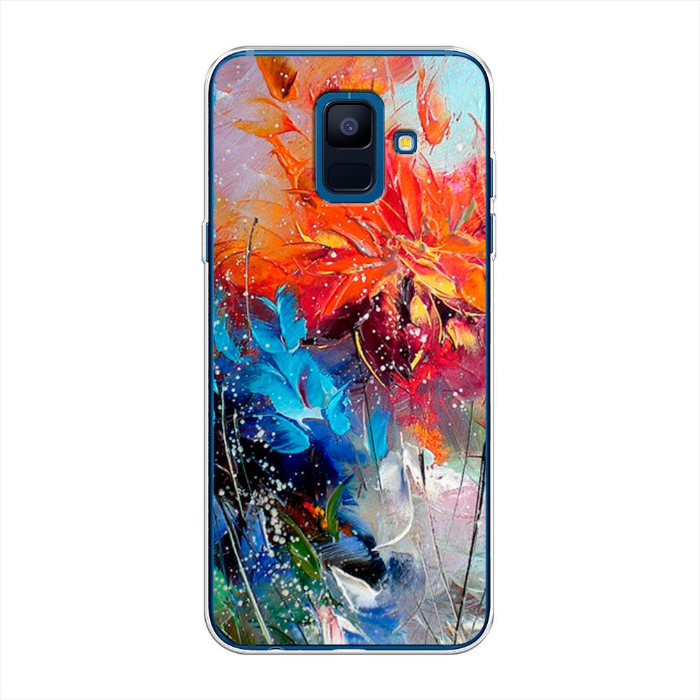 

Чехол на Samsung Galaxy A6 "Абстрактные цветы", Оранжевый;синий, 25950-4