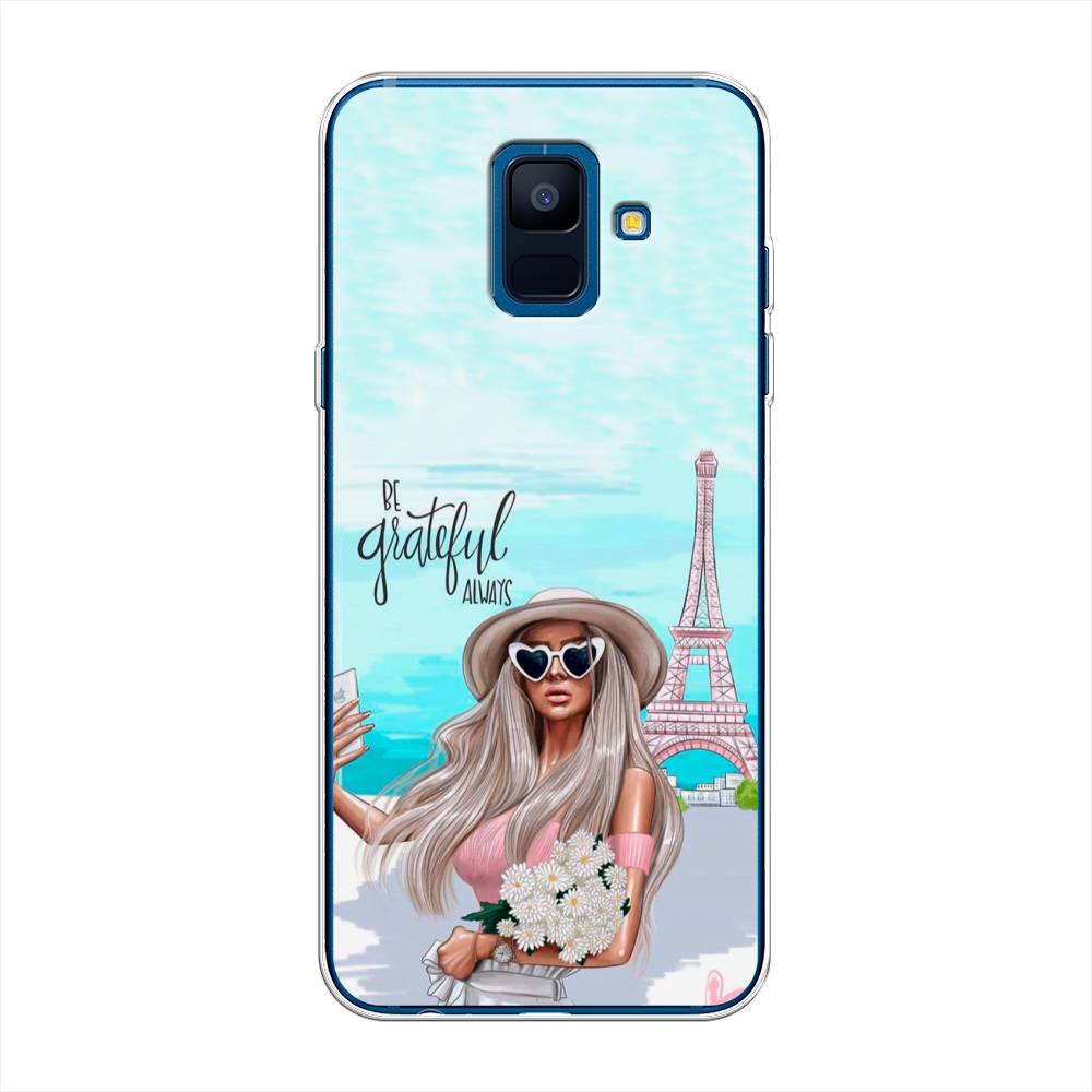 

Чехол на Samsung Galaxy A6 "Селфи Париж", Голубой;бежевый, 25950-6