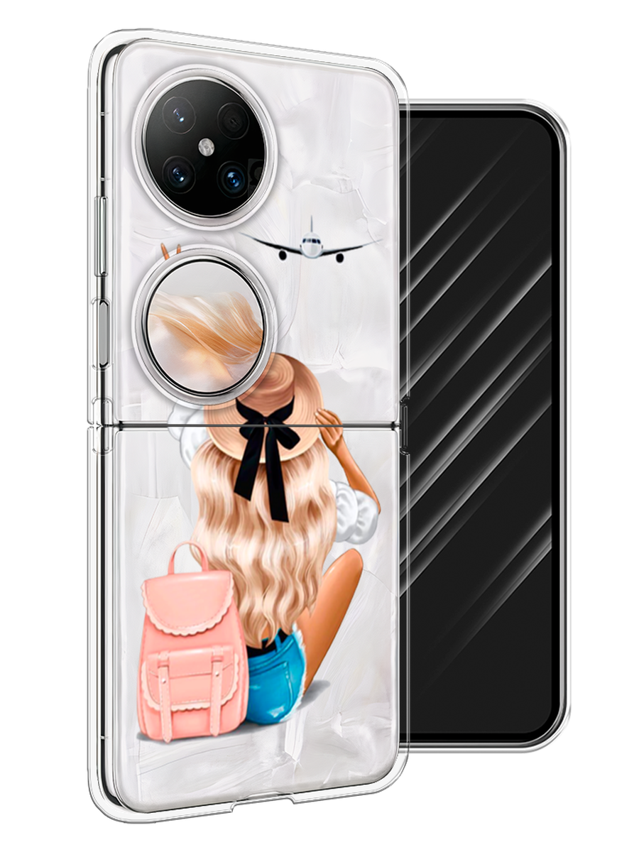 

Чехол Awog на Huawei Pocket 2 "Автостопом самолетом", Бежевый;белый, 6123850-1