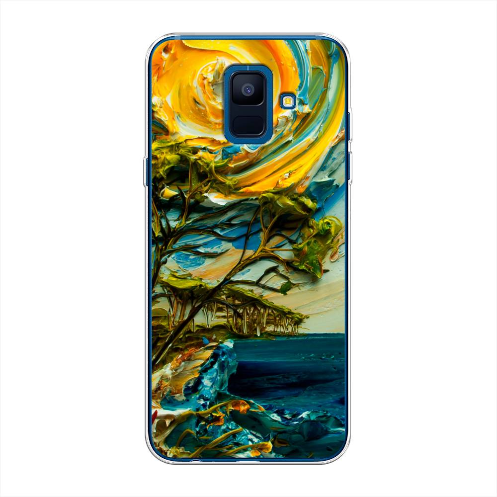 

Чехол на Samsung Galaxy A6 "Солнце живопись", Желтый;синий, 25950-4