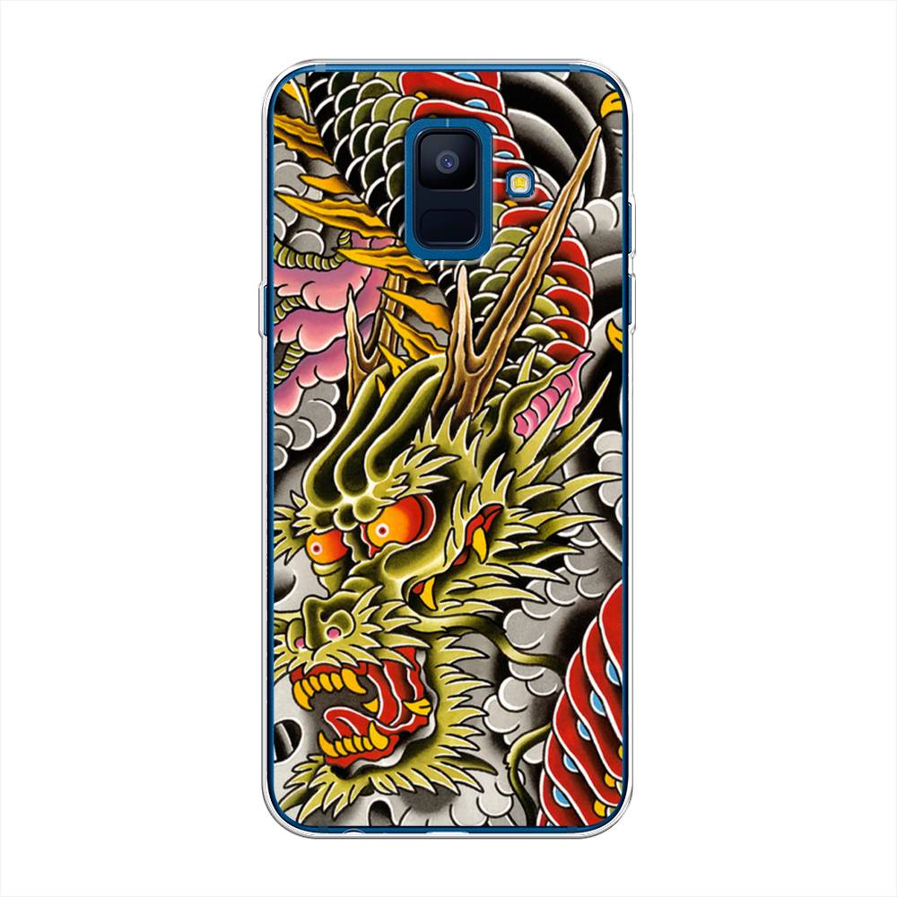 

Чехол на Samsung Galaxy A6 "Японский дракон", Желтый;розовый;красный, 25950-4