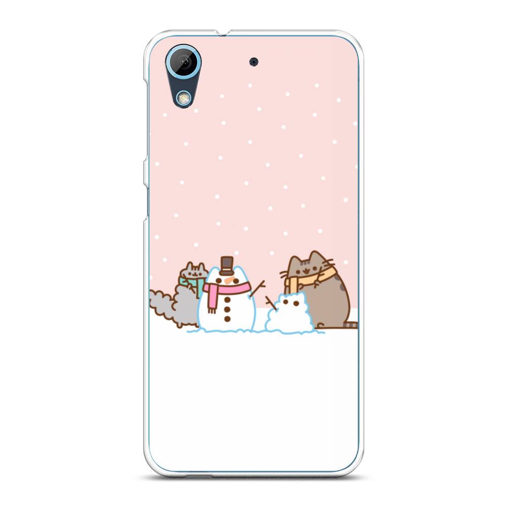 

Чехол на HTC Desire 626 "Котики в снегу", Розовый;белый;серый, 101350-5