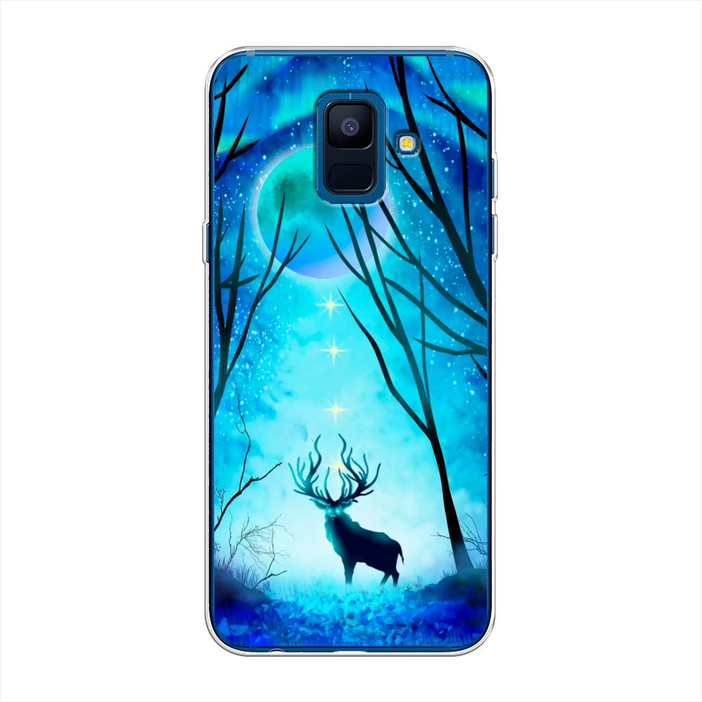 

Чехол на Samsung Galaxy A6 "Олень северное сияние", Синий;черный;голубой, 25950-1