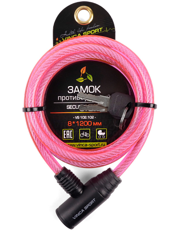 

Замок велосипедный тросик,Vinca Sport, VS 102.102, Розовый
