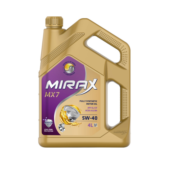 Моторное масло MIRAX синтетическое MX7 SAE 5W40 API SL/CF ACEA A3/B4 4л